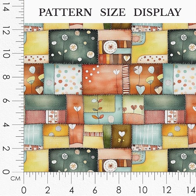 Patchwork Cotton Fabric Panel 61 x 36.6 Inches, Scandinavian Heart Pattern - Image 3