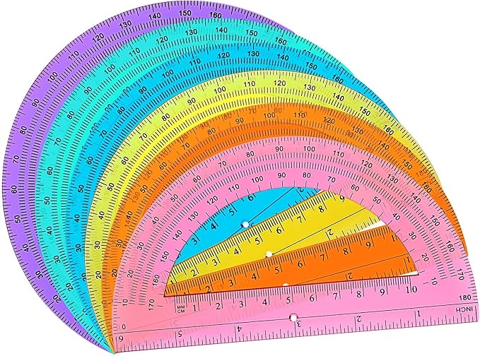 Zonon 100 Pieces Protractors Bulk Plastic 180 Degrees 6 Inch Translucent Protractors for Geometry, Angle Measurement, Students School Supplies