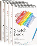4 Pack Small Sketch Books, 5.5 x 8.5 Inch Mini Sketchbook, 68lb/100gsm Spiral by Prudiut