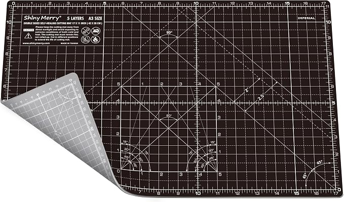 Self Healing Cutting Mat A3 12"x 18" Double Sided Black Mat by ShinyMerry