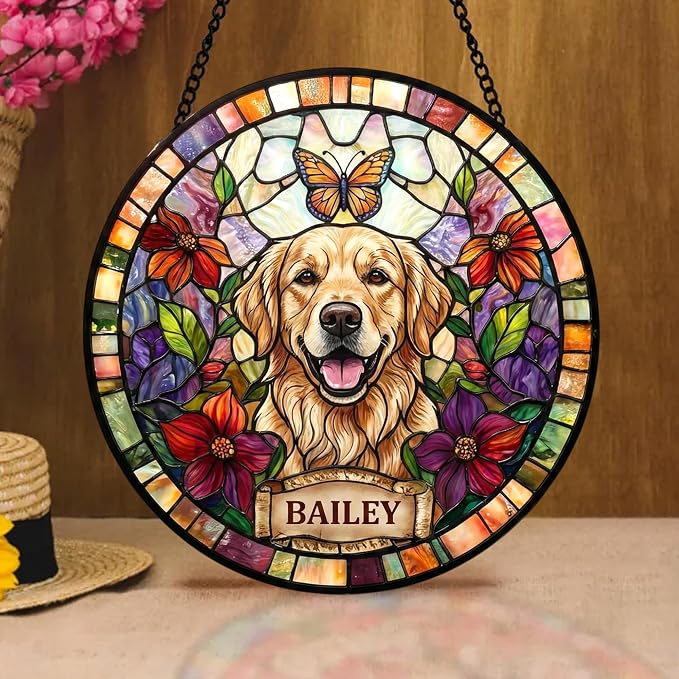 Personalized Dog Stain Glass Suncatcher, Pet Portrait Hanging Gifts, Dog - Image 3