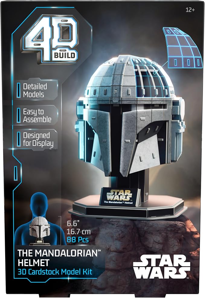 4D Build, Star Wars Mandalorian Helmet 3D Model Kit, Star Wars Collectibles & - Image 7