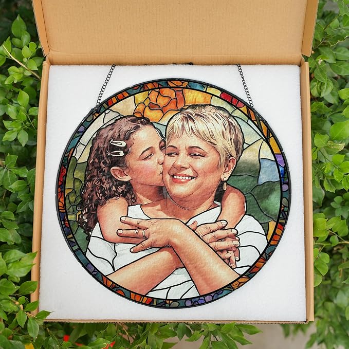 Personalized Grandma and Grandkids Portrait Faux Stained Glass, Custom Photo - Image 5