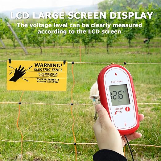 Electric Fence Voltage Tester, Handheld Fence Fault Finder Fence Tester for Farms, Digital Display High Voltage 200-15000V Gardening Tools