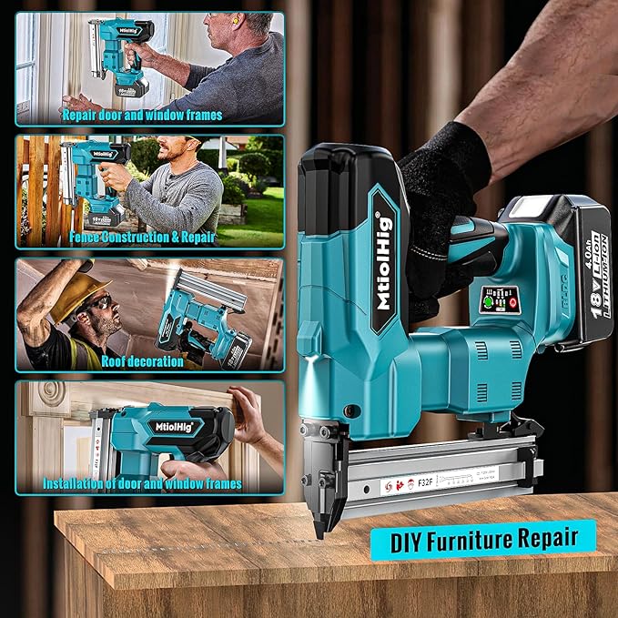 Cordless Brad Nailer Compatible with Makita 18V Lithium-Ion Battery, 18 Gauge 5/8 to 1-1/4 Inch Nail Gun with 1 x 3.0Ah Rechargeable Battery, Powered Electric Tool Set Brushless Motor