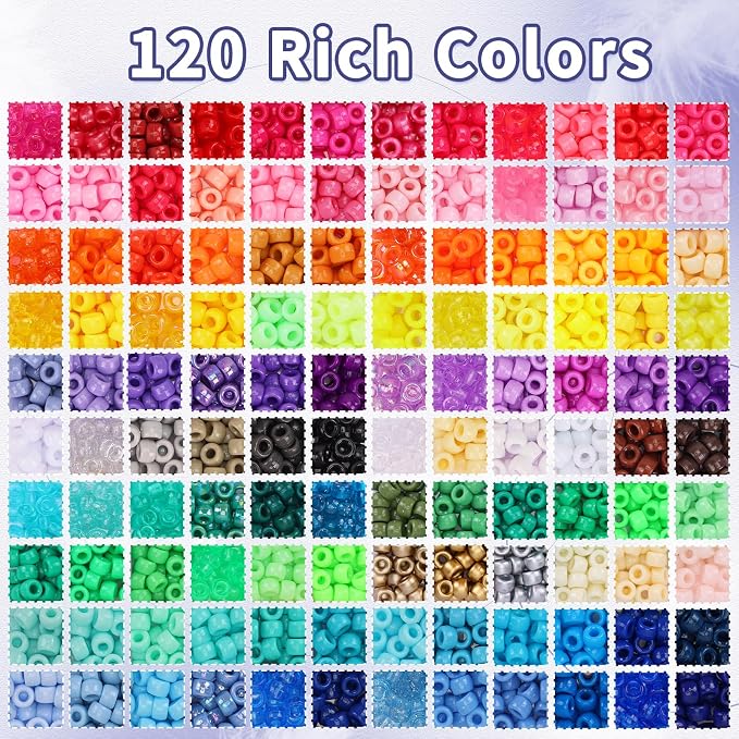 QUEFE Bracelet Making Kit 6 Boxes 120 Colors Pony Beads Kandi Beads Kit 4700pcs - Image 4