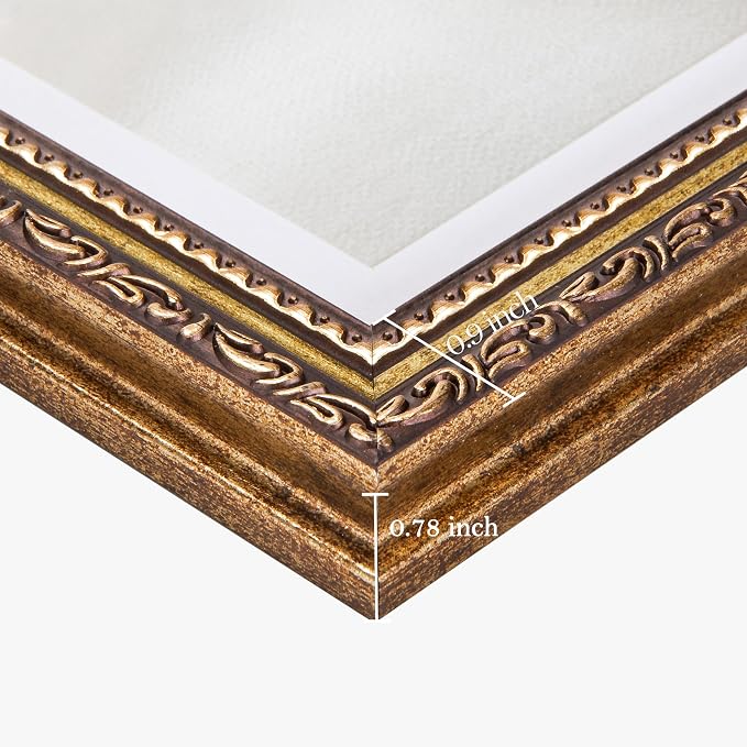 eletecpro 9x12 Vintage Picture Frame, Glass Cover, Bronze Gold, Horizontal or - Image 5