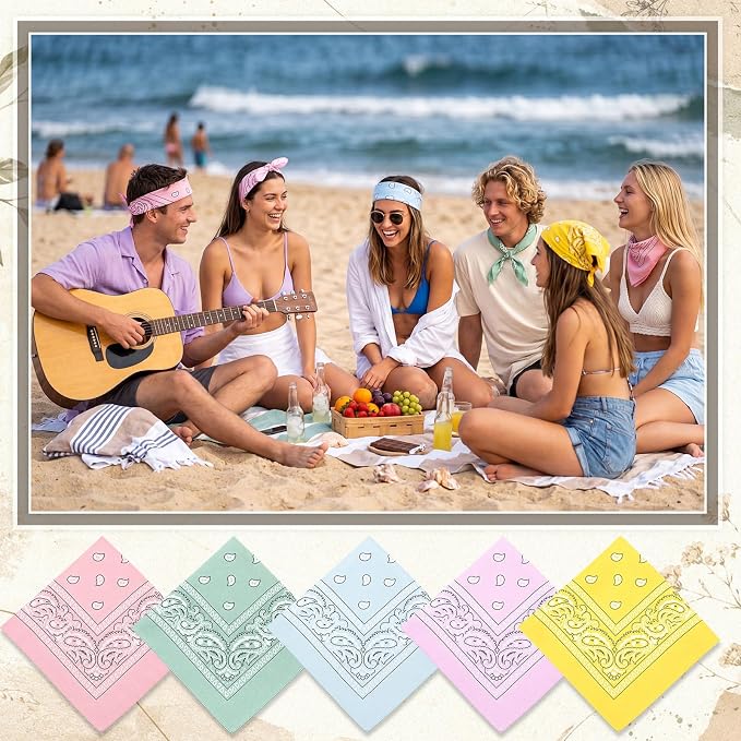 100 Pack Bandanas Unisex Paisley Bandanas Bulk Multi Purpose Cowboy Head Wrap - Image 2