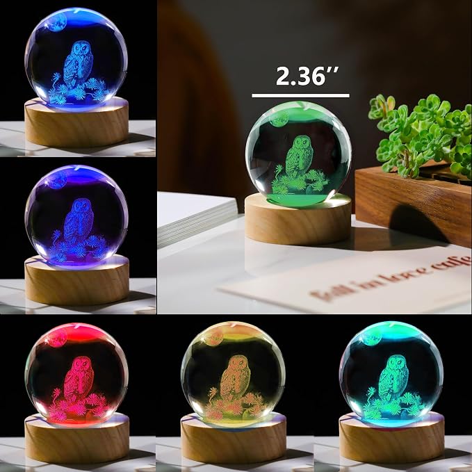 3D Owl Crystal Ball 60mm - Image 3