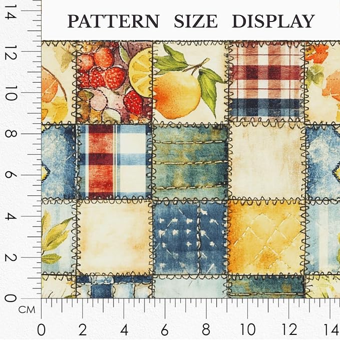 Patchwork Cotton Fabric Panel 61 x 36.6 Inches, Lemon Fruit Quilt Style Pattern - Image 3