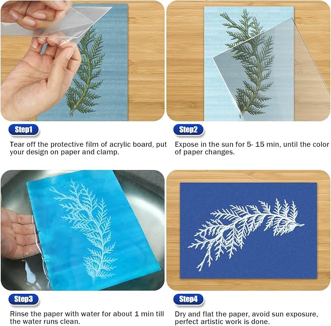 Sun Print Paper Kit Cyanotype Paper, 60 Sheets Cyanotype Papers - Image 7