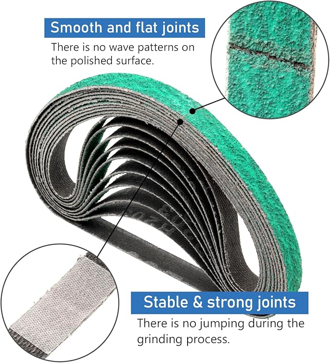 3/8 Inch x 13 Inch Sanding Belts for Air Belt Sander, 3/8" x 13" Zirconia Sanding Belts 60 Grit for Woodworking, Metal Polishing, Derusting, 20-Pack