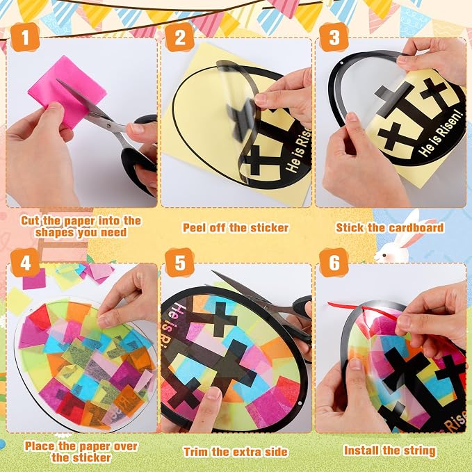 Eersida 32 Sets Easter Egg Cross Suncatchers Craft Kit, He is Risen DIY - Image 4