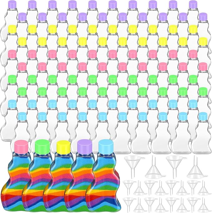 Nuenen 100 Pcs Sand Art Bottles Bulk Wave Shaped Plastic Bottles by Nuenen