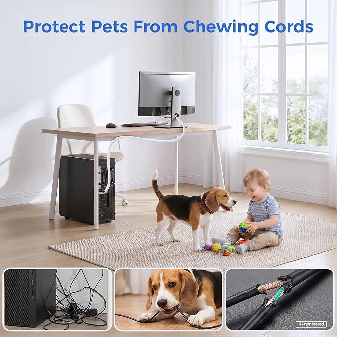 Delamu 30ft - 1/2 inch Cable Sleeve Cord Protector from Pets No Chew, - Image 4