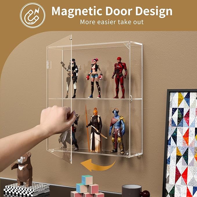 NIUBEE Acrylic Display Case, Wall Mounted or Desktop Dustproof Display Cabinet - Image 4