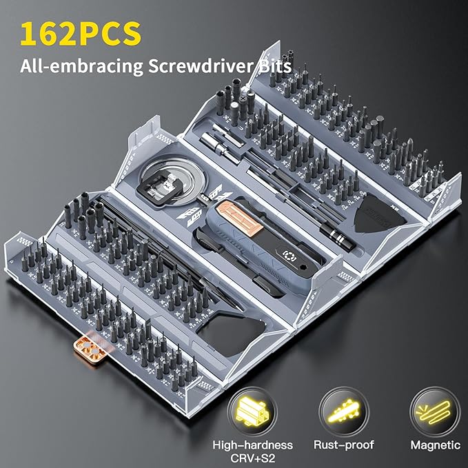 MANUAL 180 in 1 Screwdriver Set, Precision Screwdriver Set with Pick-up Screwdriver Bits, Quintic-Fold and Case Design, Magnetic Repair Tool Kit for iPhone MacBook Computer Laptop