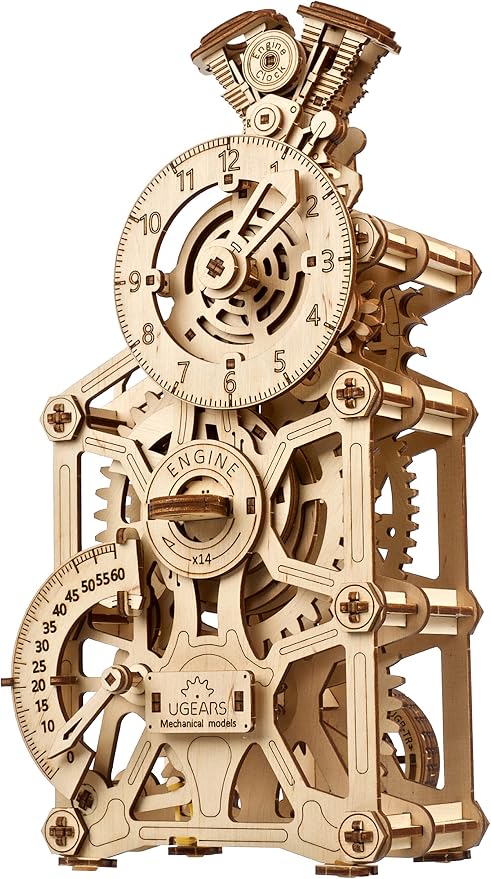 UGEARS Engine Clock 3D Wooden Puzzles by UGEARS-ModelingJoy