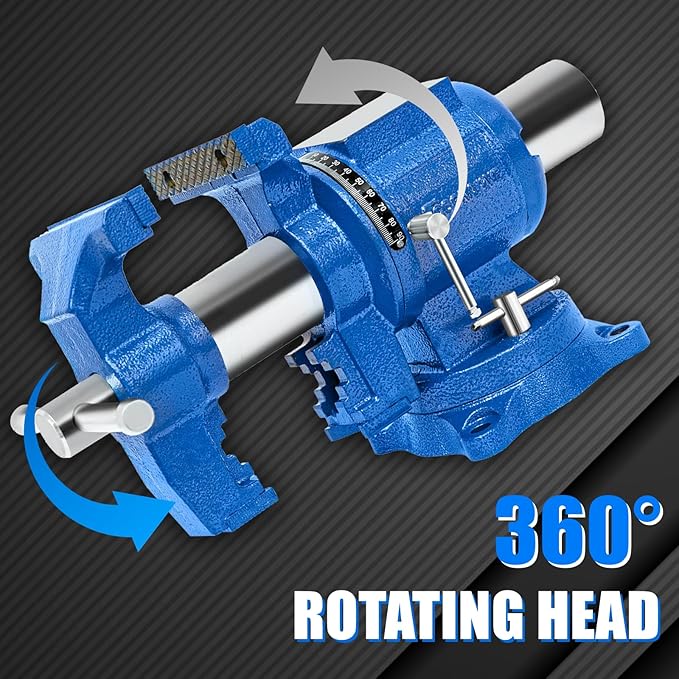 6-Inch Heavy Duty Bench Vise Ductile Iron Bench Vise 360° Multi-Purpose Bench Vice with Anvil, Clamp force 8800lbs, Blue