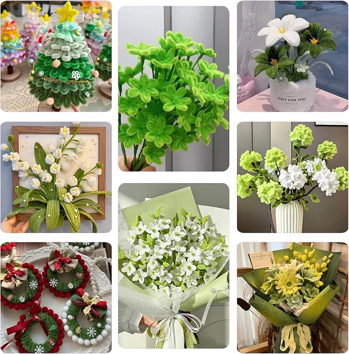 800PCS Pipe Cleaners Flower Kit, Thick Green Pipe Cleaner Bulk Craft | 16 - Image 6