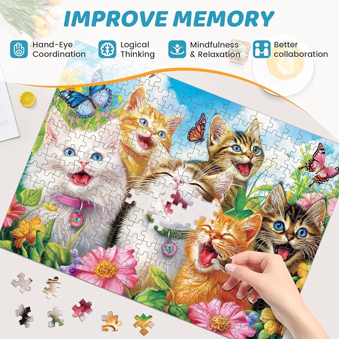 500 Piece Puzzles for Adults, Laughing Cats Large Piece Jigsaw Puzzle for - Image 5