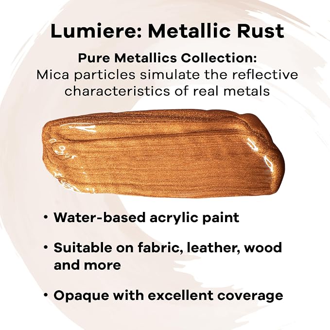 Jacquard Lumiere 8oz Fabric Paint Metallic Rust - Image 2