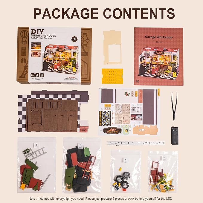 ROBOTIME Miniature House Kit DIY Mini Garage Workshop Tiny Model House Building - Image 4
