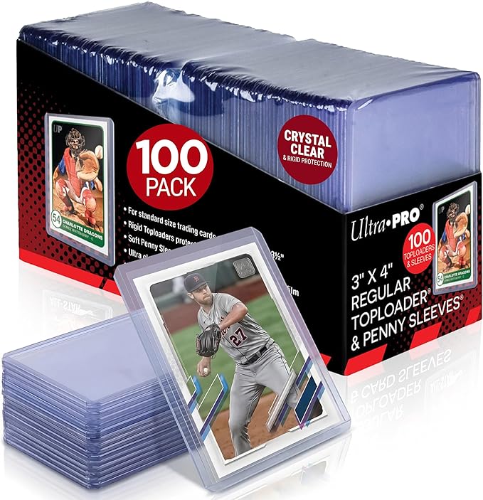 Ultra Pro Toploaders and Card Sleeves Bundle – 3" x 4" Clear Regular Toploaders by UltraPro