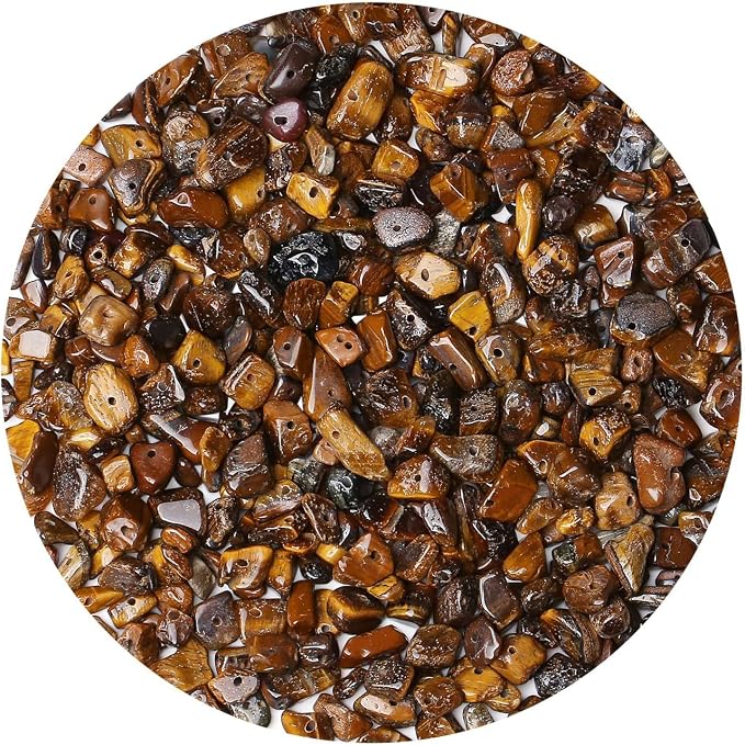 LAIDANLA Tiger Eye 400pcs Natural Chip Stone Beads 5-8mm Healing Crystal by LAIDANLA