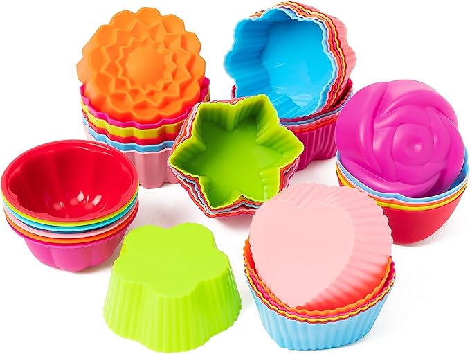 R HORSE Multi Flower-Shaped Silicone Cupcake Molds, Heat resistant, Food-grade by RHORSE