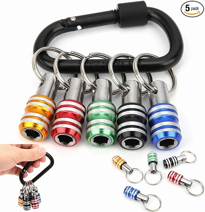 Bit Holder 1/4 inch Hex Shank Screwdriver Bits Holder Extension Bar Keychain Screw Adapter Drill Change Hand-held Screwdrivers Drill Bits Holder Portable (5PCS)