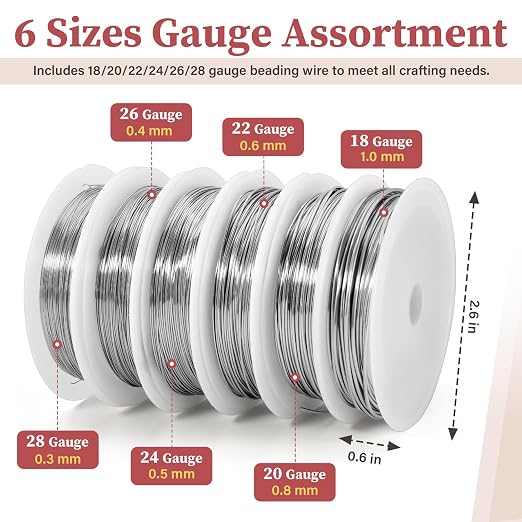 Jewelry Making Wire Set, 304 Stainless Steel Beading Wire 18/20/22/24/26/28 - Image 2