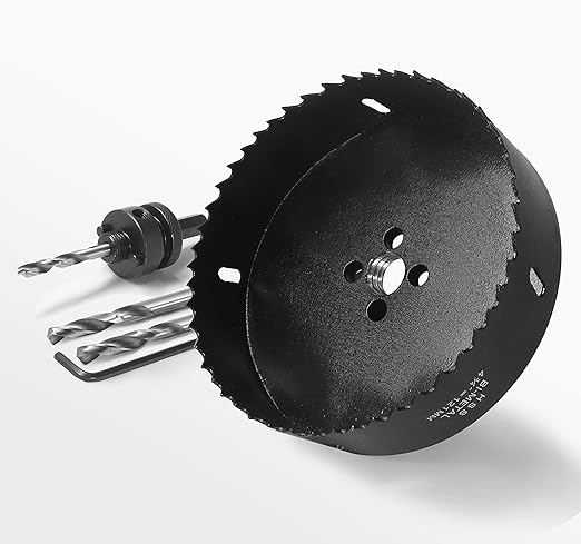 4-3/4 Inch Hole Saw with 1/2" Hex Shank Quick Change Arbor, JTemgle Bi-Metal Hole Saw Heavy Duty Hole Cutting Tool for Cornhole Boards, Recessed Lights, Wood, Plastic, Drywall & Soft Metal