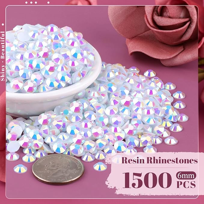 1500PCS 6mm Resin Jelly Rhinestones in Bulk, Bedazzling Flatback Crystals - Image 2