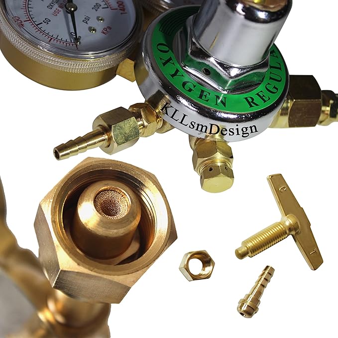 2 Piece Dual Welding Gas Gauges Oxygen (CGA-540) and Acetylene (CGA-510) Regulators Combo（Two-piece suit ）