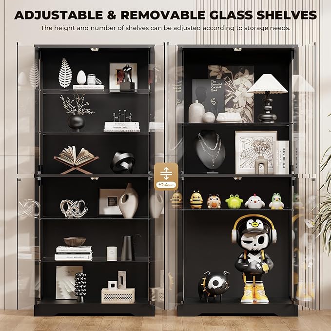 BROTTAR Display Cabinet with Glass Door, 6-Tier 71" Curio Cabinet with 3 Color - Image 6