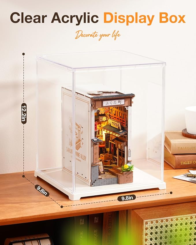 Rolife Dust Cover for DIY Miniature House, 9.8 x 9.8 x 12.2 Inches Clear - Image 3