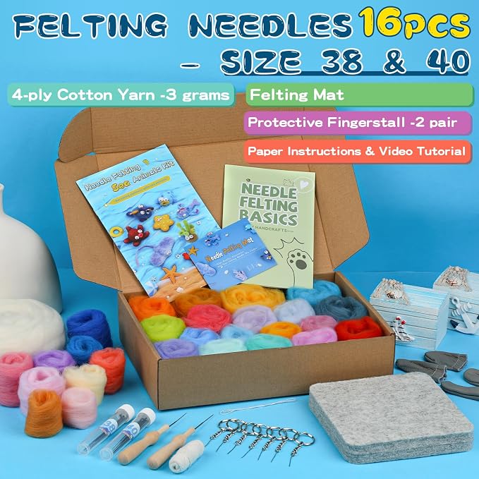 Fedmut Needle Felting Kits for Beginners Adult 12 Sea Animal Supplies - Image 5