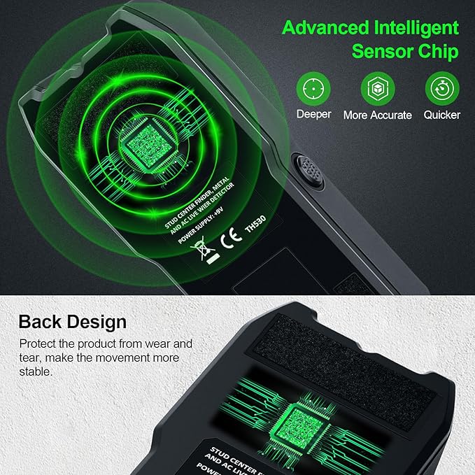 Stud Finder Wall Scanner - 5 in 1 Electronic Stud Detector with Upgraded Smart Sensor, Audio Alarm and HD LCD Display for the Center and Edge of Wood, AC Wire, Metal and Studs Detection(Frosted Black)