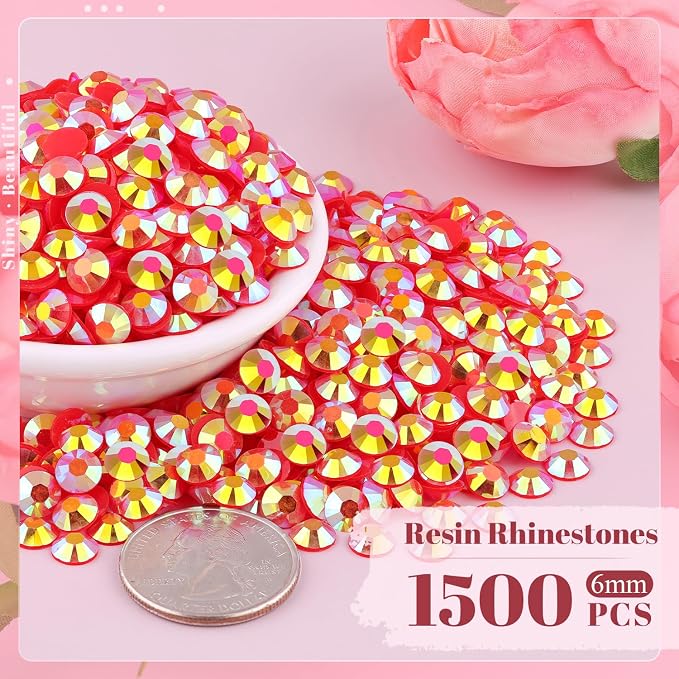 1500PCS 6mm Resin Jelly Rhinestones in Bulk, Bedazzling Flatback Crystals - Image 2