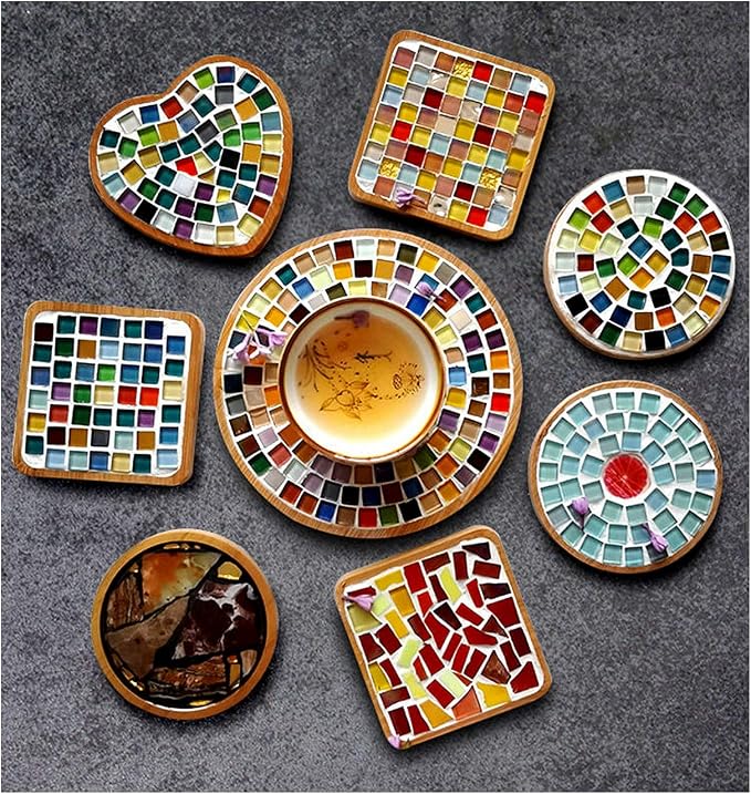 Mosaic Tiles Squares Dark Yellow Crystal Mosaic Glass Tile - Image 4