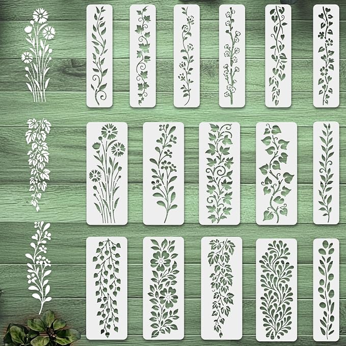 INFUNLY 16Pcs Leaf Vine Painting Stencil by INFUNLY