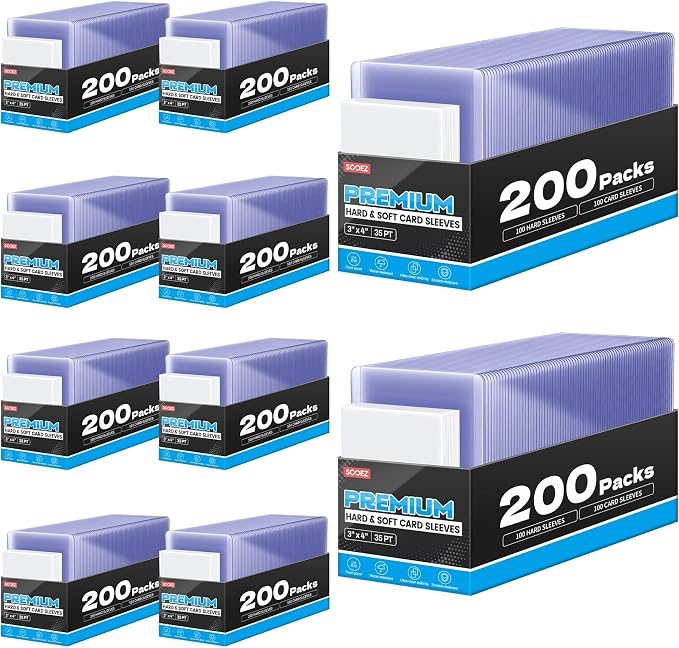 2000 Card Sleeves Hard Plastic, Sooez Premium 35PT 3"X4" Baseball Card by Sooez