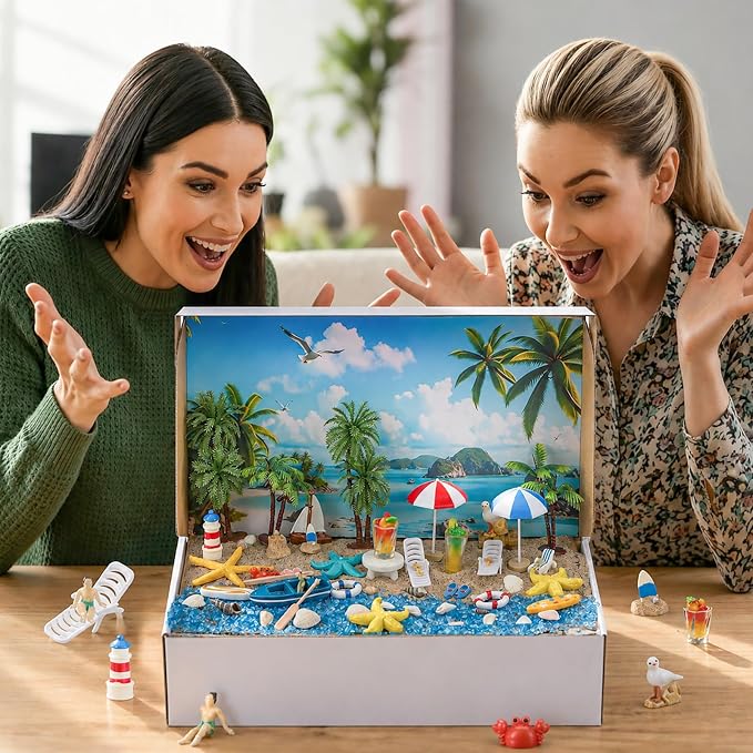 Teyva Daily 48 Pcs Summer Beach Diorama Kit Habitat Project Box Set Beach - Image 2