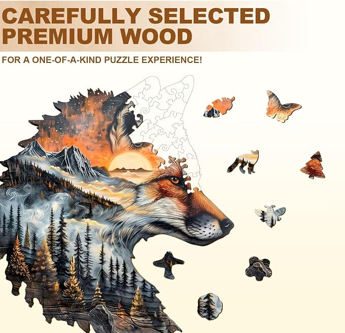 Sunset Fox Puzzles Adults Gifts Wooden 200 Pieces 13.4 * 13.4in - Image 2