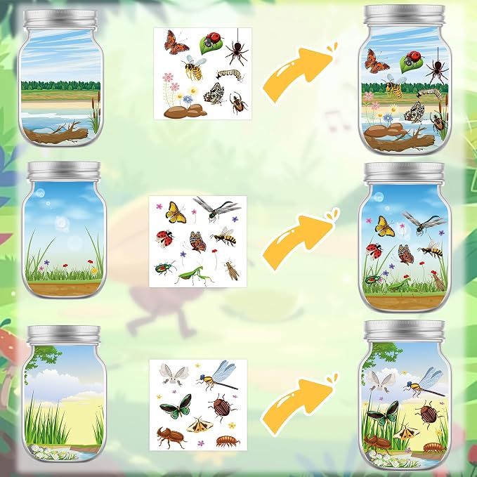 24PCS Insects Stickers Crafts DIY Jar Sticker Set - Image 3