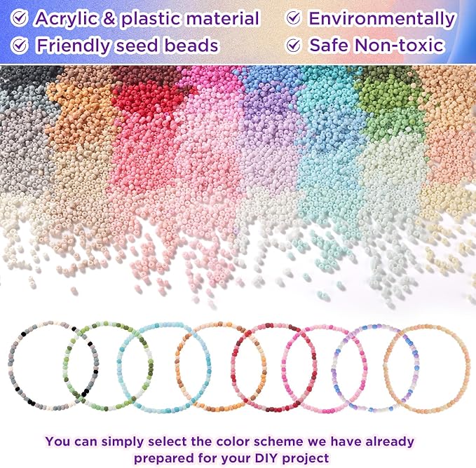 Funtopia 3 mm Beads for Bracelets, 39 Colours, 9600 Pieces, DIY Threading Bead - Image 2