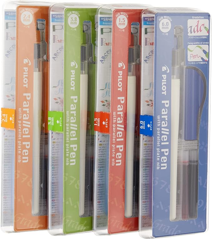 Pilot Parallel 4 Nib Calligraphy Pen Set, 3.8mm & 6.0mm Nibs, Includes 4 Black - Image 3