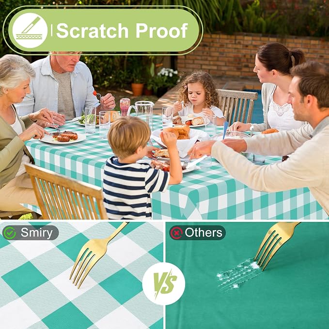 Smiry Rectangle Table Cloth, Waterproof Vinyl Tablecloths - Image 5