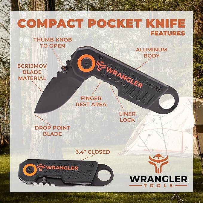 Small Pocket Knife for Men - Folding Keychain Knife with 1.9" Blade - Mini EDC Compact Gear for Camping, Hiking & Tactical Gear, Lightweight Everyday Carry